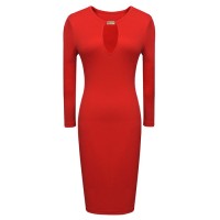 Charming Style Round Collar Breast Hollow Out Long Sleeves Bodycon Dress For Women